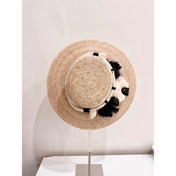 Naples Palm Woven Sun Hat Leaves Macrame Band Women's Large - Picture 1 of 5